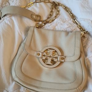 Tory Burch Cream + Gold Leather Crossbody Bag